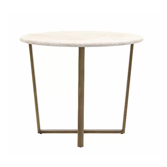 Malang Wooden Dining Table Round In Travertine Marble Effect_4