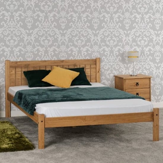 Malia Wooden Double Bed In Distressed Waxed Pine_1
