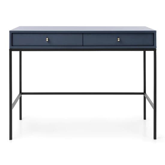 Malibu Wooden Computer Desk With 2 Drawers In Navy_1