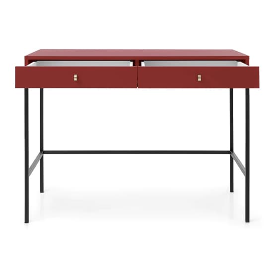 Malibu Wooden Computer Desk With 2 Drawers In Red_2