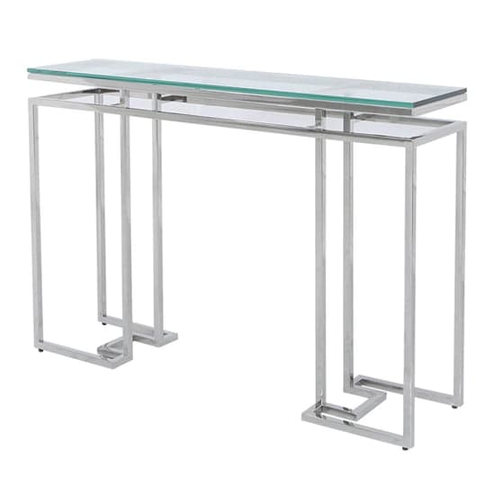 Malibu Glass Console Table With Silver Stainless Steel Frame_2