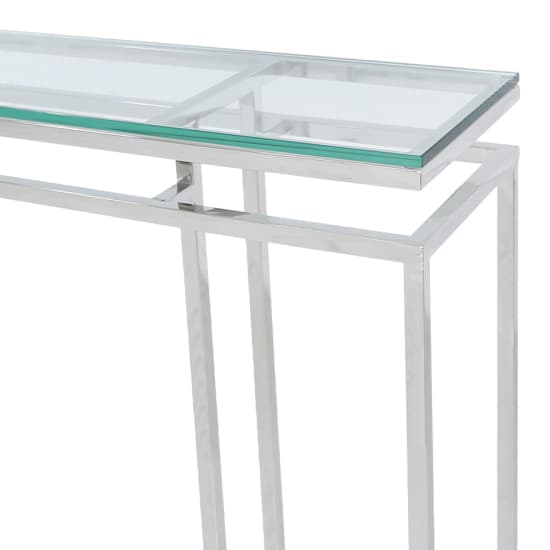 Malibu Glass Console Table With Silver Stainless Steel Frame_3
