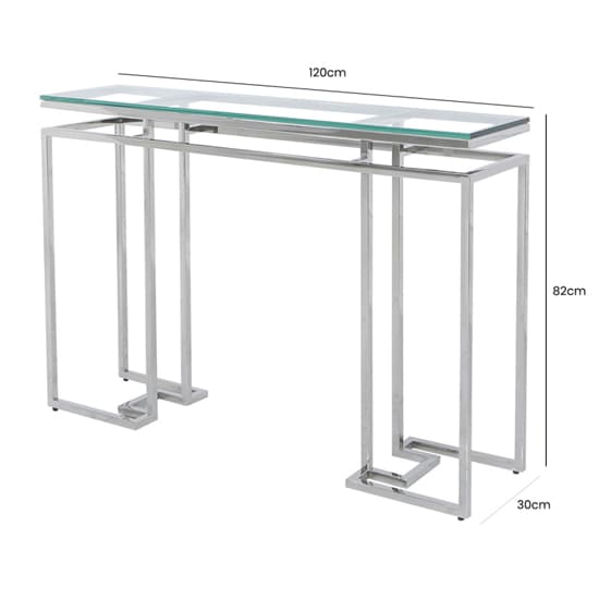 Malibu Glass Console Table With Silver Stainless Steel Frame_4