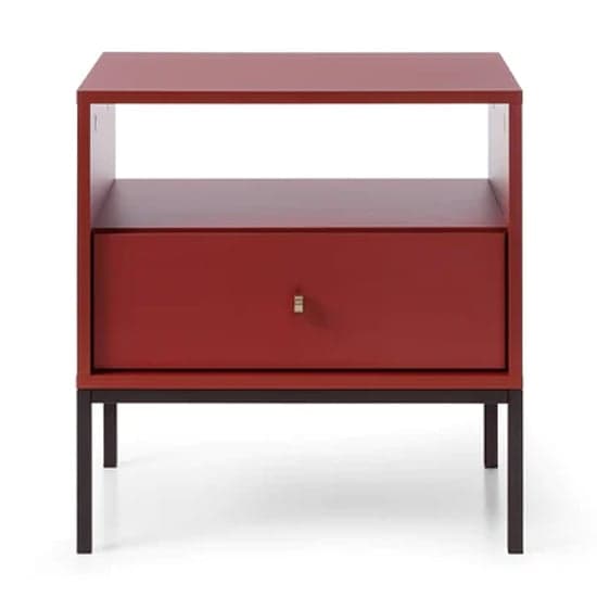 Malibu Wooden Side Table With 1 Drawer In Red_2