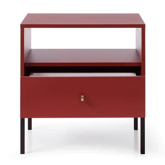 Malibu Wooden Side Table With 1 Drawer In Red_3