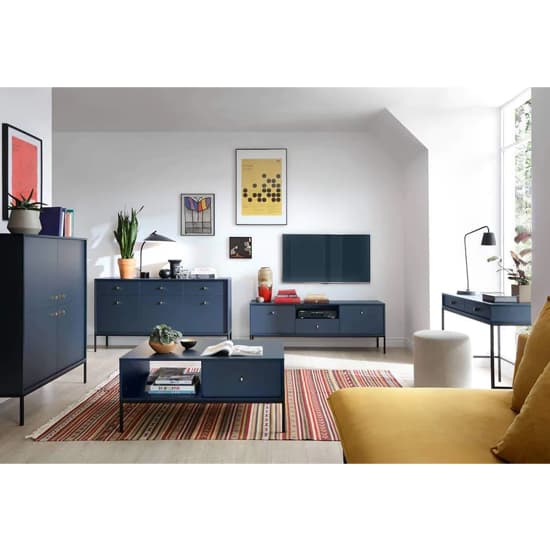 Malibu Wooden Sideboard With 2 Doors 2 Drawers In Navy_5