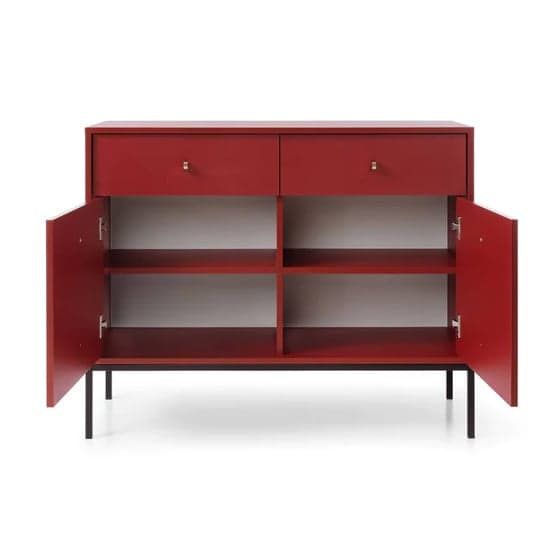 Malibu Wooden Sideboard With 2 Doors 2 Drawers In Red_2