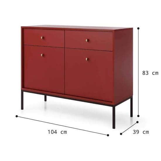 Malibu Wooden Sideboard With 2 Doors 2 Drawers In Red_3