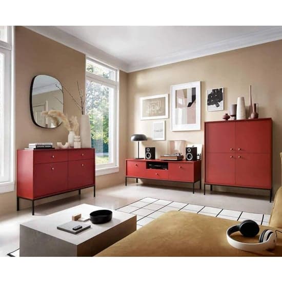 Malibu Wooden Sideboard With 2 Doors 2 Drawers In Red_4