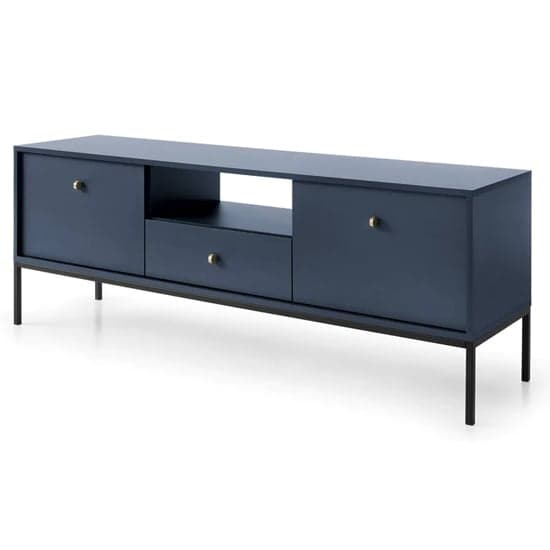 Malibu Wooden TV Stand With 2 Doors 1 Drawer In Navy_2