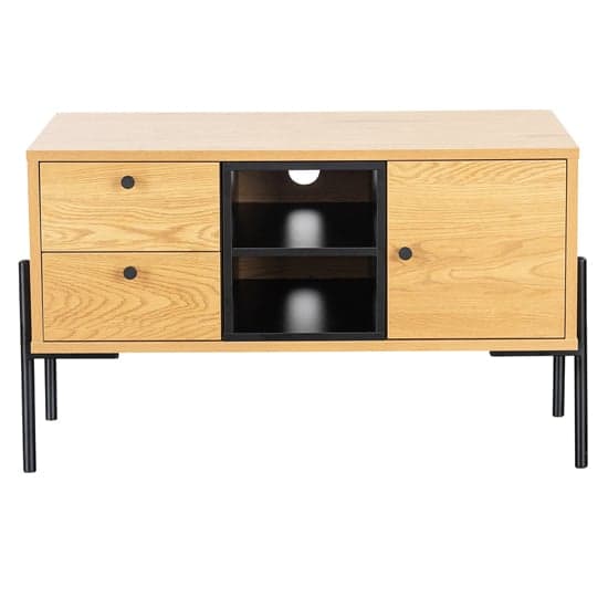 Malibu Wooden TV Stand With 1 Door 2 Drawers In Natural Oak_2