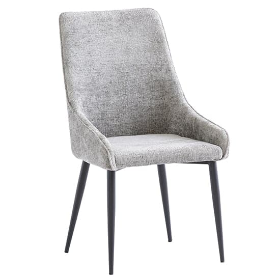 Malie Grey Boucle Fabric Dining Chairs With Black Legs In Pair_2
