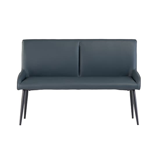 Malmo Faux Leather Dining Bench In Teal With Black Legs_2