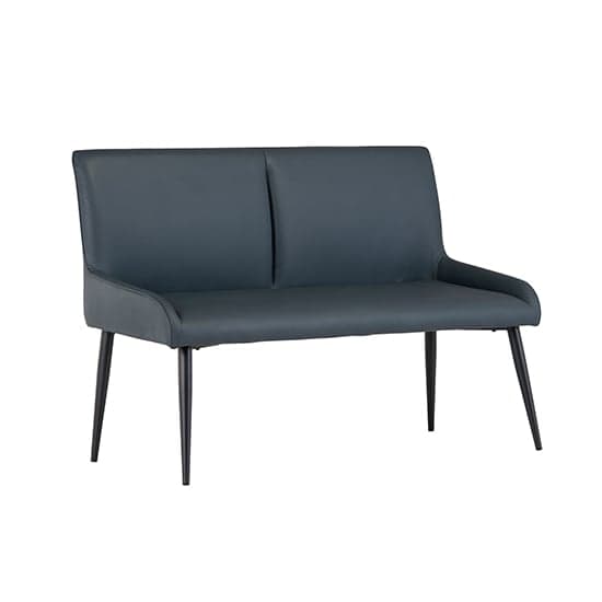 Malmo Faux Leather Dining Bench In Teal With Black Legs_1