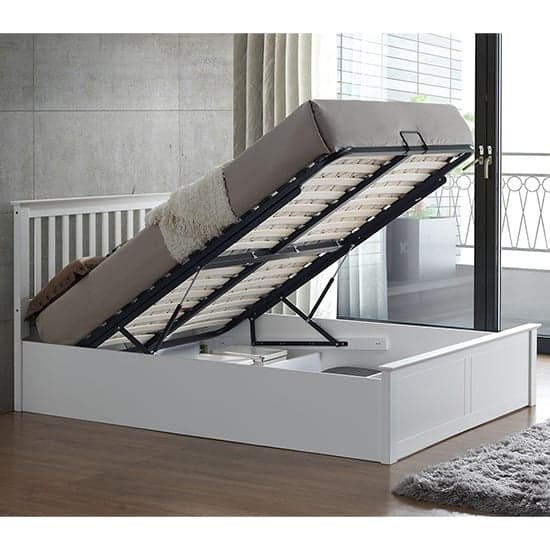 Malmo Wooden Ottoman Storage Double Bed In White_2
