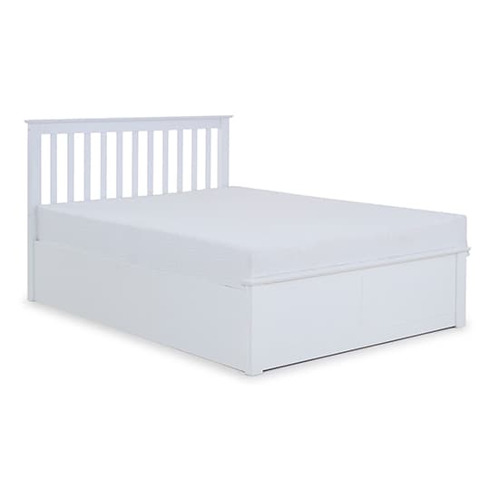 Malmo Wooden Ottoman Storage Small Double Bed In White Furniture in