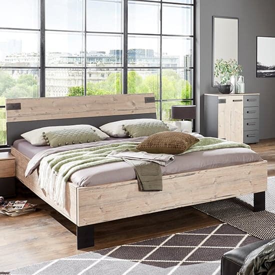 Malmo Wooden Small Double Bed In Silver Fir And Graphite