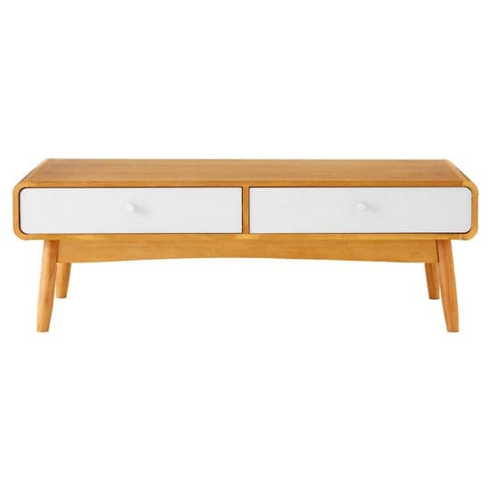 Maloga Wooden Coffee Table With 4 Drawers In White And Oak_3