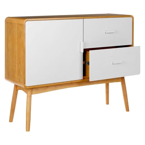 Maloga Wooden Sideboard With 1 Door 2 Drawers In White And Oak_2