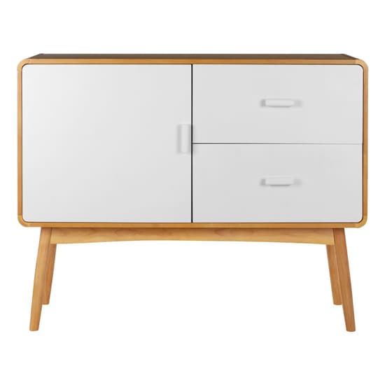Maloga Wooden Sideboard With 1 Door 2 Drawers In White And Oak_4