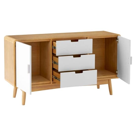 Maloga Wooden Sideboard With 2 Doors 3 Drawers In White And Oak_2