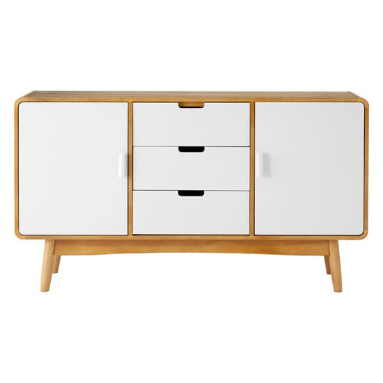Maloga Wooden Sideboard With 2 Doors 3 Drawers In White And Oak_3
