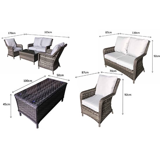 Malti Weave 4 Seater Sofa Set With Cushions In Multi Grey_3