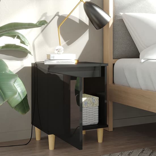 Manal High Gloss Bedside Cabinet With 1 Door In Black_3