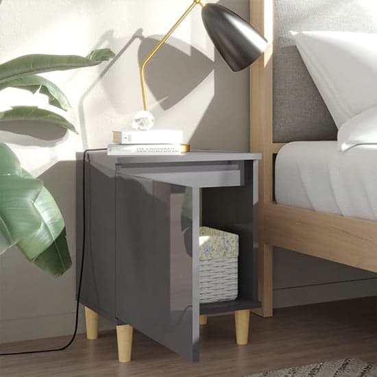 Manal High Gloss Bedside Cabinet With 1 Door In Grey_3
