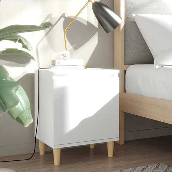 Manal Wooden Bedside Cabinet With 1 Door In White_1