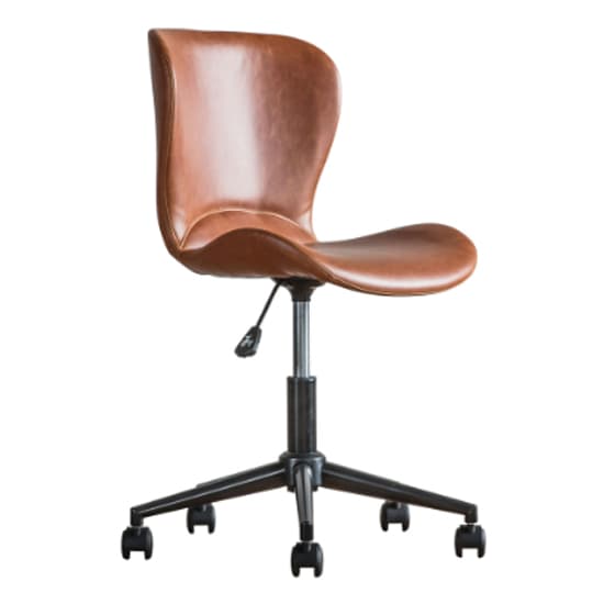 Mandal Swivel Faux Leather Home And Office Chair In Brown_2