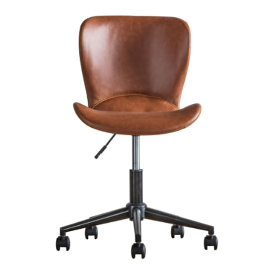 Mandal Swivel Faux Leather Home And Office Chair In Brown_3
