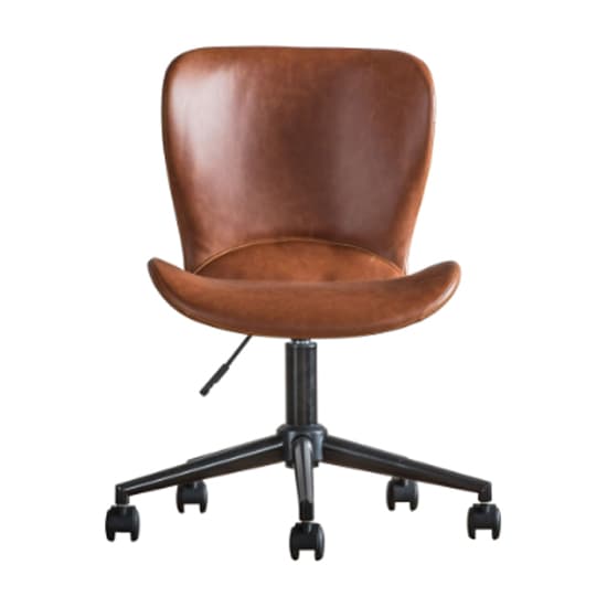 Mandal Swivel Faux Leather Home And Office Chair In Brown_6