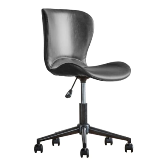 Mandal Swivel Faux Leather Home And Office Chair In Charcoal_2