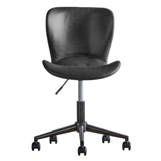 Mandal Swivel Faux Leather Home And Office Chair In Charcoal_3