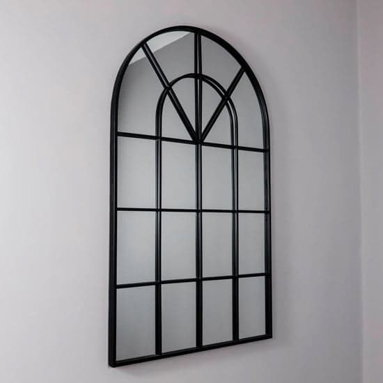 Manhattan Arched Rome Wall Mirror In Black Metal Frame_2