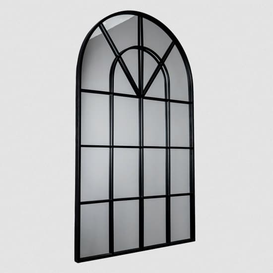 Manhattan Arched Rome Wall Mirror In Black Metal Frame_3