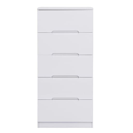 Manhattan Tall High Gloss Chest Of 5 Drawers In White_3