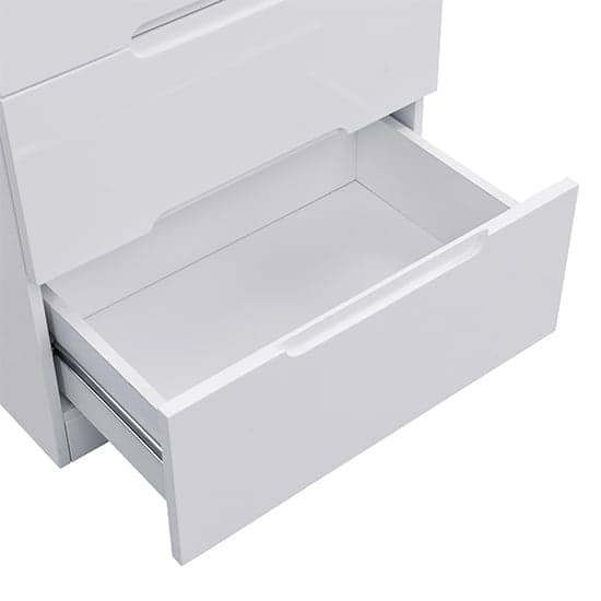 Manhattan Tall High Gloss Chest Of 5 Drawers In White_7