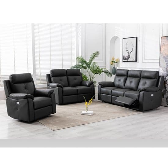 Manila Electric Leather Recliner 1 Seater Sofa In Anthracite_2