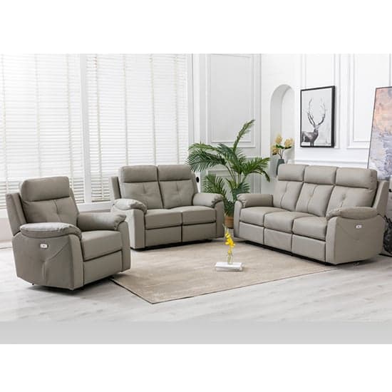 Manila Electric Leather Recliner 1 Seater Sofa In Moon_2