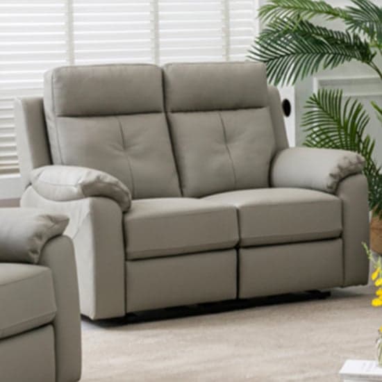 Manila Electric Leather Recliner 2 Seater Sofa In Moon_1