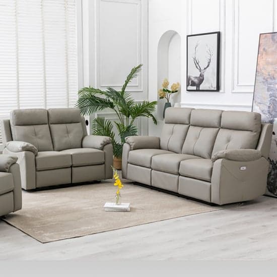 Manila Electric Leather Recliner 3+2 Sofa Set In Moon_1