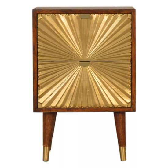 Manila Wooden Bedside Cabinet In Chestnut Gold With 2 Drawers_2