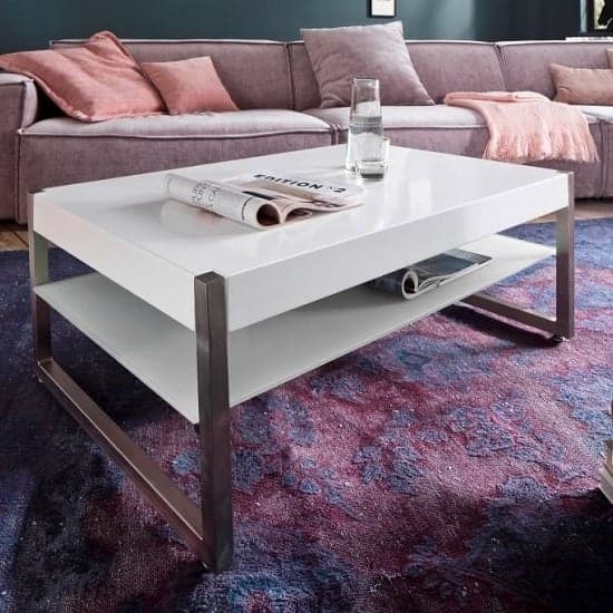 Mannix Wooden Coffee Table Rectangular In White With Glass Shelf_1