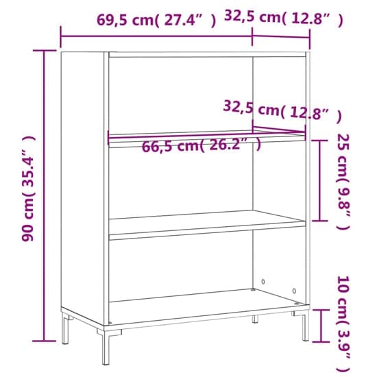 Manric High Gloss Bookcase With 2 Shelves In White_6