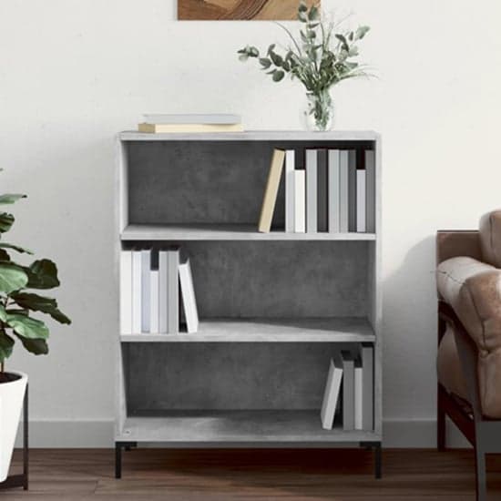 Manric Wooden Bookcase With 2 Shelves In Concrete Effect_1