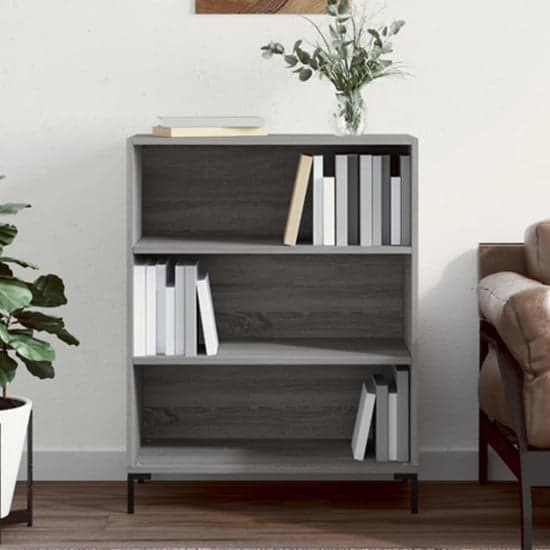 Manric Wooden Bookcase With 2 Shelves In Grey Sonoma Oak_1