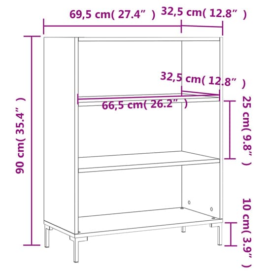 Manric Wooden Bookcase With 2 Shelves In White_6