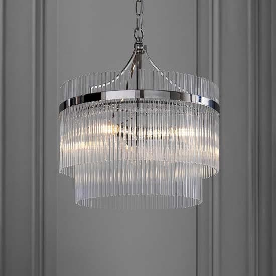 Manteo Clear Glass 5 Lights Ceiling Pendant Light In Nickel_1
